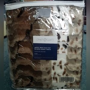 North Shore Living Animal Print Faux Fur Reverse Sherpa Throw